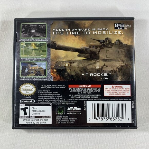 Call of Duty Modern Warfare Mobilized Nintendo DS Game Complete with Manual Teen - Picture 3 of 3